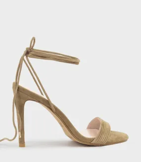 WISTERIA100 Ankle Tie Sandal in Camel Suede