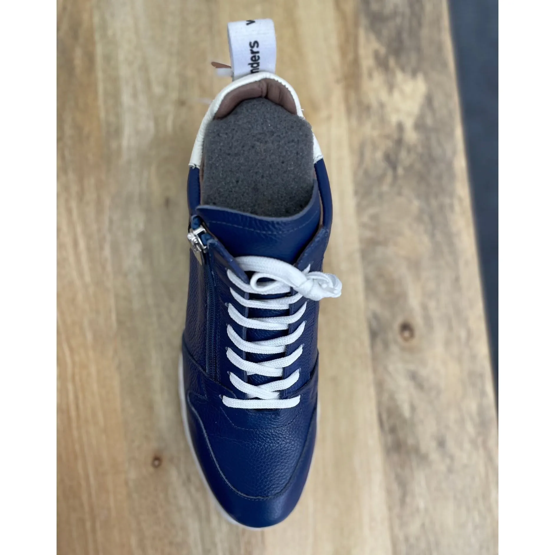 Wonders E-6714 Ladies Spanish Cobalt Blue Leather Zip & Lace Ankle Boots