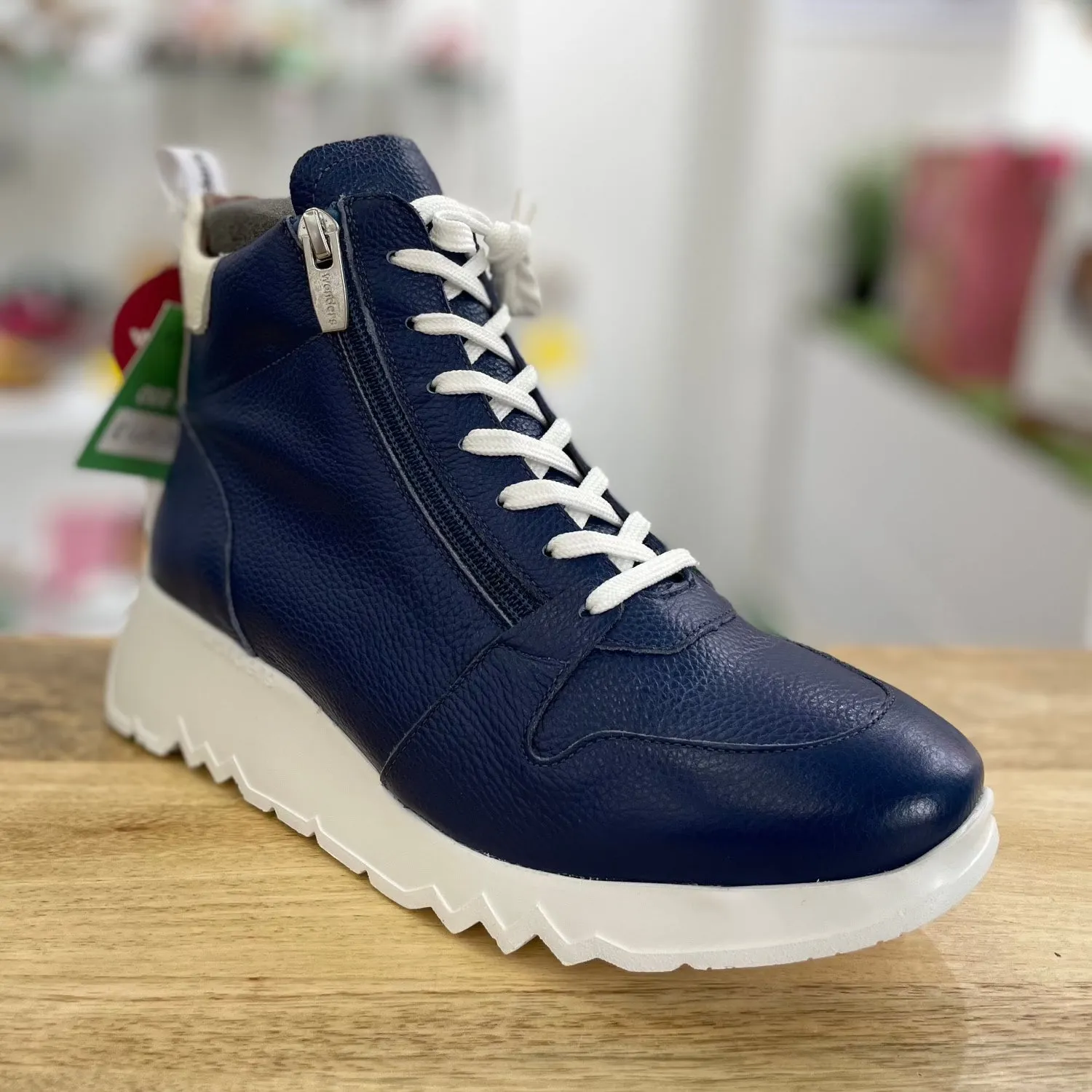 Wonders E-6714 Ladies Spanish Cobalt Blue Leather Zip & Lace Ankle Boots